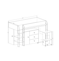 Etagenbett Hochbett mit Schreibtisch SMART 1