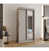 Schiebetürenschrank mit Spiegel LUCY - Größe 100cm 120cm 150cm 180cm 200cm 250cm