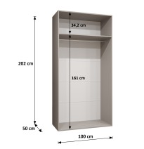 Hoher Drehtürenschrank mit Spiegel Kleiderschrank ALICANTE 2 - Größe 100cm, 150cm, 200cm, 250cm, 300cm