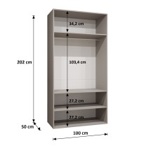 Hoher Drehtürenschrank Kleiderschrank PARMA 1 - Größe 100cm, 150cm, 200cm, 250cm, 300cm